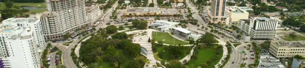 Aerial view of Young Circle in Hollywood, Florida